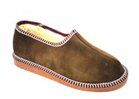 Dámske kožené zateplené papuče s ovčím rúnom olivové 01