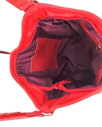 Dámska kožená kabelka na plece červená 0095