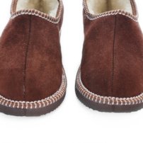 Pánske kožené zateplené papuče s ovčím rúnom hnedé