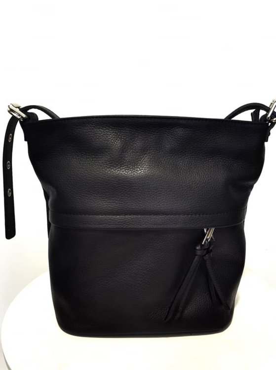 Dámska  kožená kabelka čierna 0086