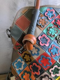 Dámska kožená big cestovná kabelka 2V1 Patchwork 0125