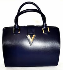 Dámska  kožená luxusná kabelka tmavo modrá 0130