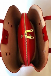 Dámska kožená luxusná kabelka červená 0125