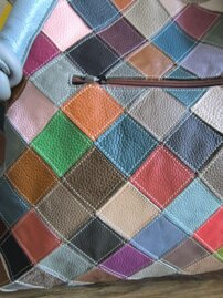 Dámska kožená big cestovná kabelka 2V1 Patchwork 0125