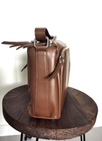 Dámska luxusná kožená crossbody kabelka hnedá 0118