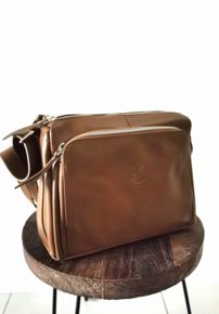 Dámska luxusná kožená crossbody kabelka hnedá 0118