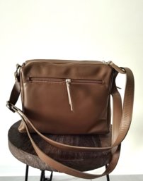 Dámska luxusná kožená crossbody kabelka hnedá 0118
