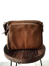Dámska luxusná kožená crossbody kabelka hnedá 0118