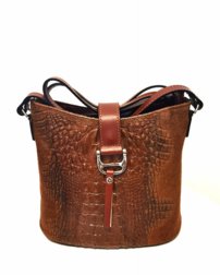 Dámska kožená crossbody kabelka hnedá 0058