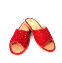 Dámske kožené papuče Alma červené