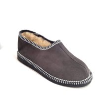 Dámske kožené zateplené papuče s ovčím rúnom sivé