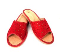 Dámske kožené papuče Alma červené