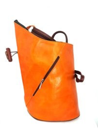 Dámsky kožený ruksak oranžový 0110