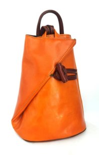 Dámsky kožený ruksak oranžový 0110