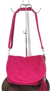 Dámska kožená crossbody kabelka 0066 ružová