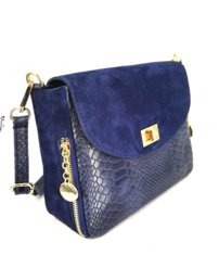 Dámska kožená crossbody kabelka tmavomodrá 0097