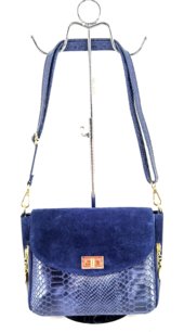 Dámska kožená crossbody kabelka tmavomodrá 0097