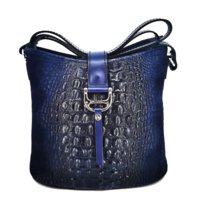 Dámska kožená crossbody kabelka modrá 0058