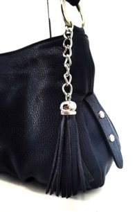 Dámska kožená crossbody kabelka tmavá modrá 0076
