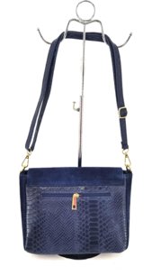 Dámska kožená crossbody kabelka tmavomodrá 0097