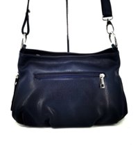 Dámska kožená crossbody kabelka tmavá modrá 0076