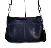 Dámska kožená crossbody kabelka tmavá modrá 0076