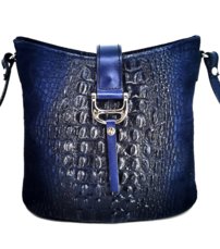 Dámska kožená crossbody kabelka modrá 0058