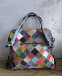 Dámska kožená big cestovná kabelka 2V1 Patchwork 0125
