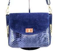 Dámska kožená crossbody kabelka tmavomodrá 0097