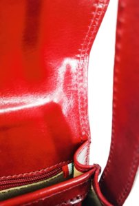 Luxusná talianska kožená kabelka na plece červená 0160