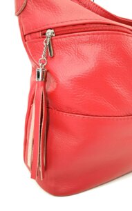 Dámska kožená kabelka na plece červená 0095