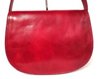 Luxusná talianska kožená kabelka na plece červená 0160