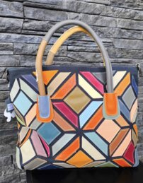Dámska kožená kabelka Patchwork 0115