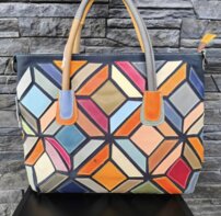 Dámska kožená kabelka Patchwork 0115