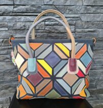 Dámska kožená kabelka Patchwork 0115
