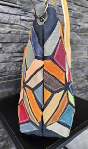 Dámska kožená kabelka Patchwork 0115
