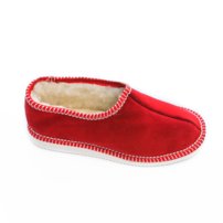 Dámske kožené zateplené papuče s ovčím rúnom červené