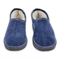 Dámske kožené zateplené papuče s ovčím rúnom modré