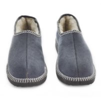 Pánske kožené zateplené papuče s ovčím rúnom sivé