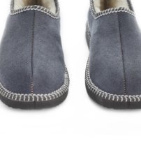 Pánske kožené zateplené papuče s ovčím rúnom sivé